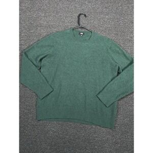 Uniqlo Sweater Women's Large Green 100% Cashmere Pullover Crewneck Preppy